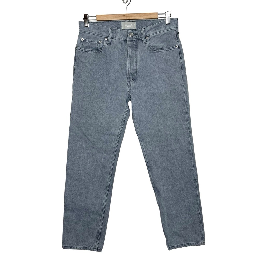 Everlane Relaxed Straight Jeans Gray Womens Size 26 Organic Cotton Button Fly